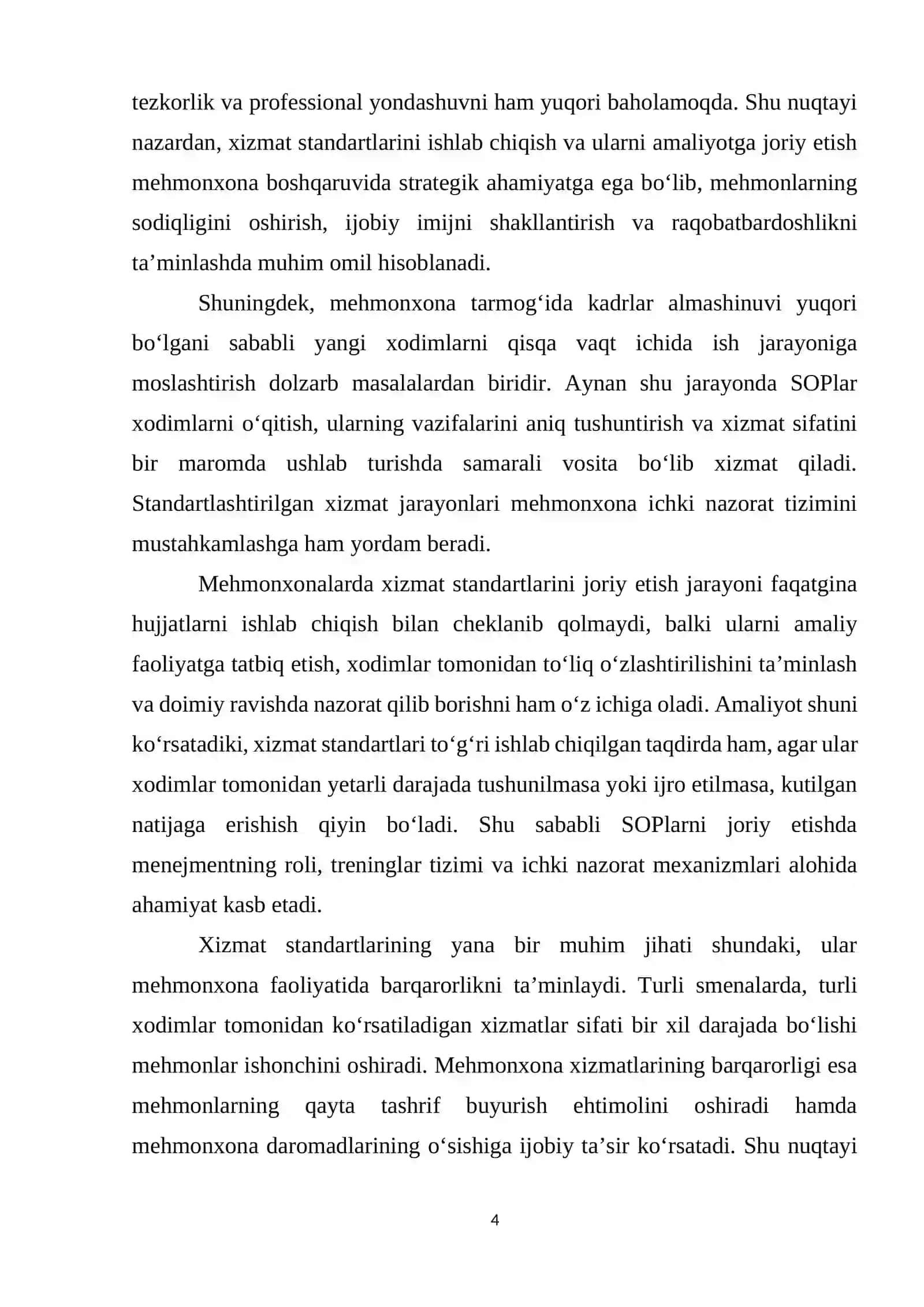 Mehmonxonalarda xizmat standartlari (SOP)ni ishlab chiqish va joriy etish 3
