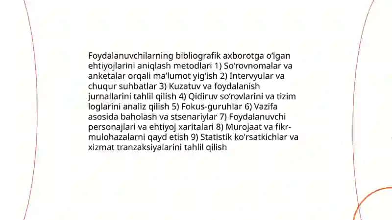 Bibliografik axborot orqali foydalanuvchilarning bibliografik axborotga boʻlgan ehtiyojlarini qondirish tizimi 3