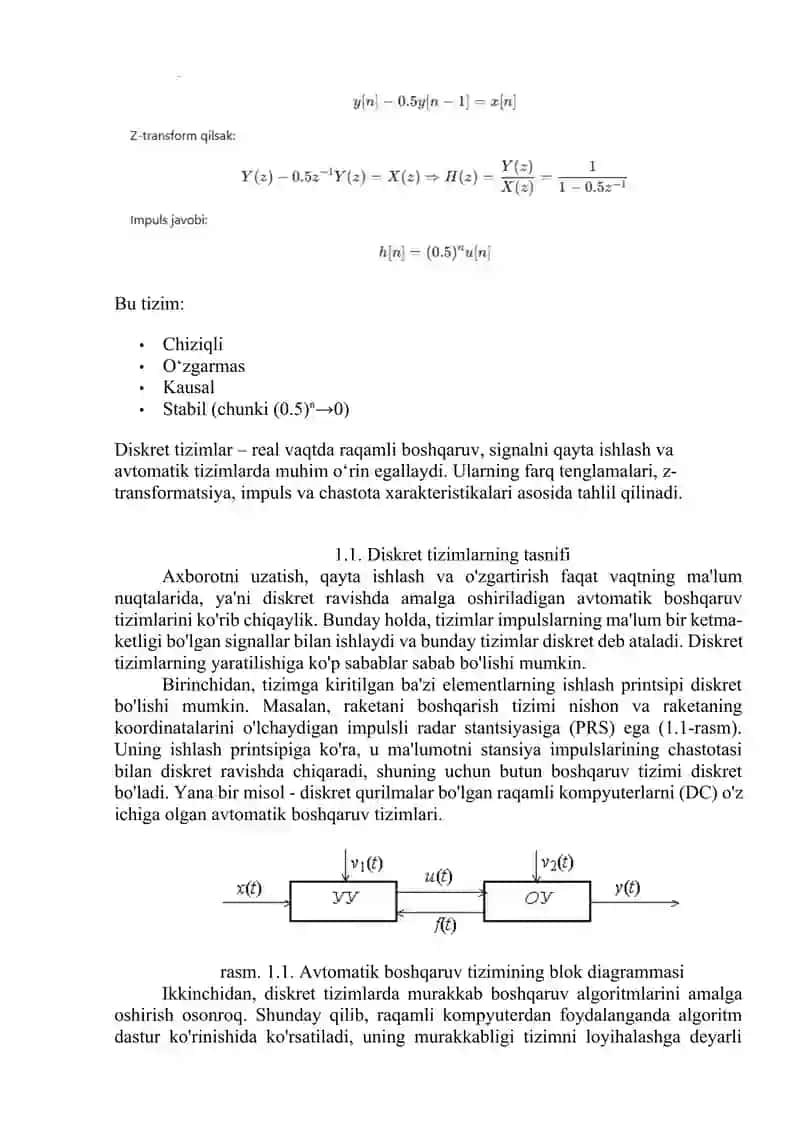 Diskret tizimlarning asosiy tenglamalari 3