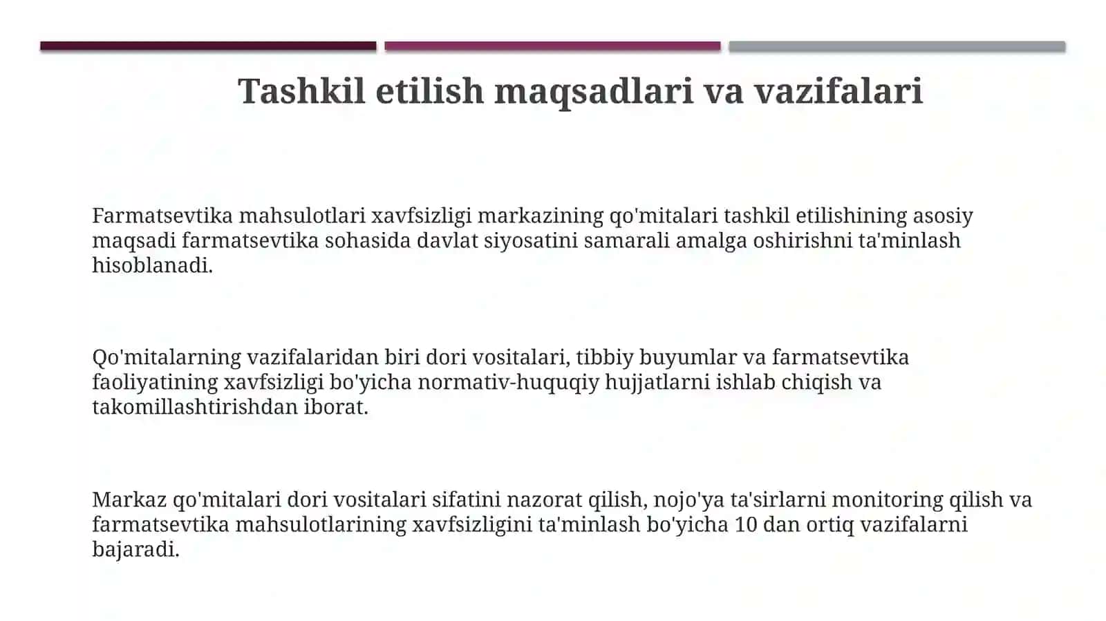 Farmatsevtika mahsulotlari xavfsizligi markazi davlat muassasasining qo‘mitalari haqida ma’lumot 3