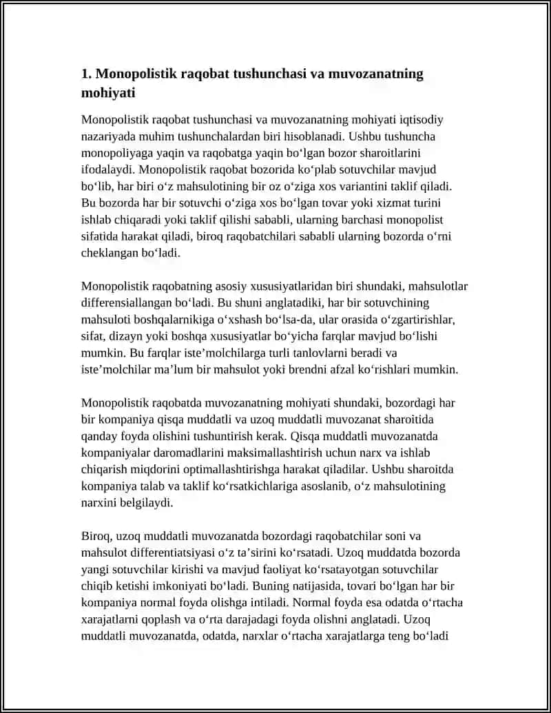 MONOPOLISTIK RAQOBATLASHGAN BOZOR MUVOZANATI 3