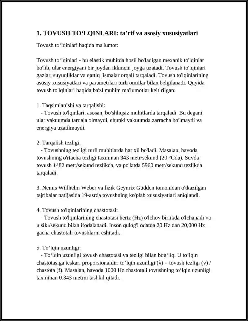 TOVUSH TOʻLQINLARI. DOPLER EFFEKTI VA UNING QOʻLLANISHI 3