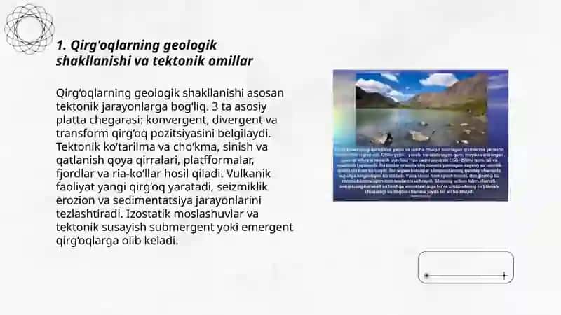 Dengiz, okean qirg'oqlari, ularning hosil bo'lishi va o'zgarishi 3