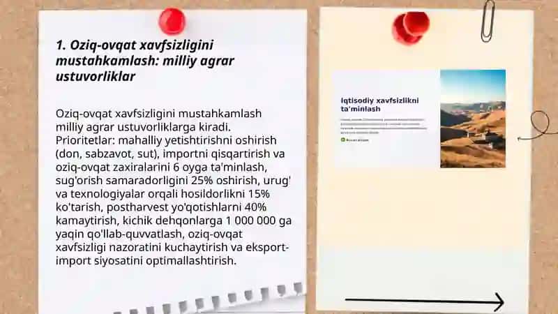 Oziq-ovqat xavfsizligini mustahkamlash: milliy agrar ustuvorliklar 3