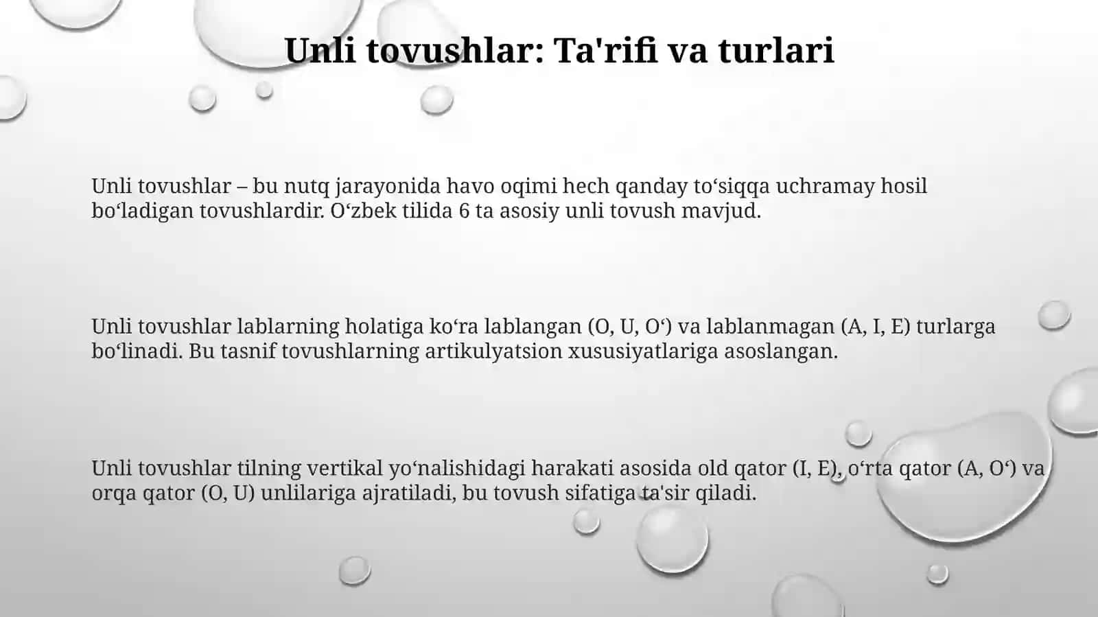 Unli tovushlar 3