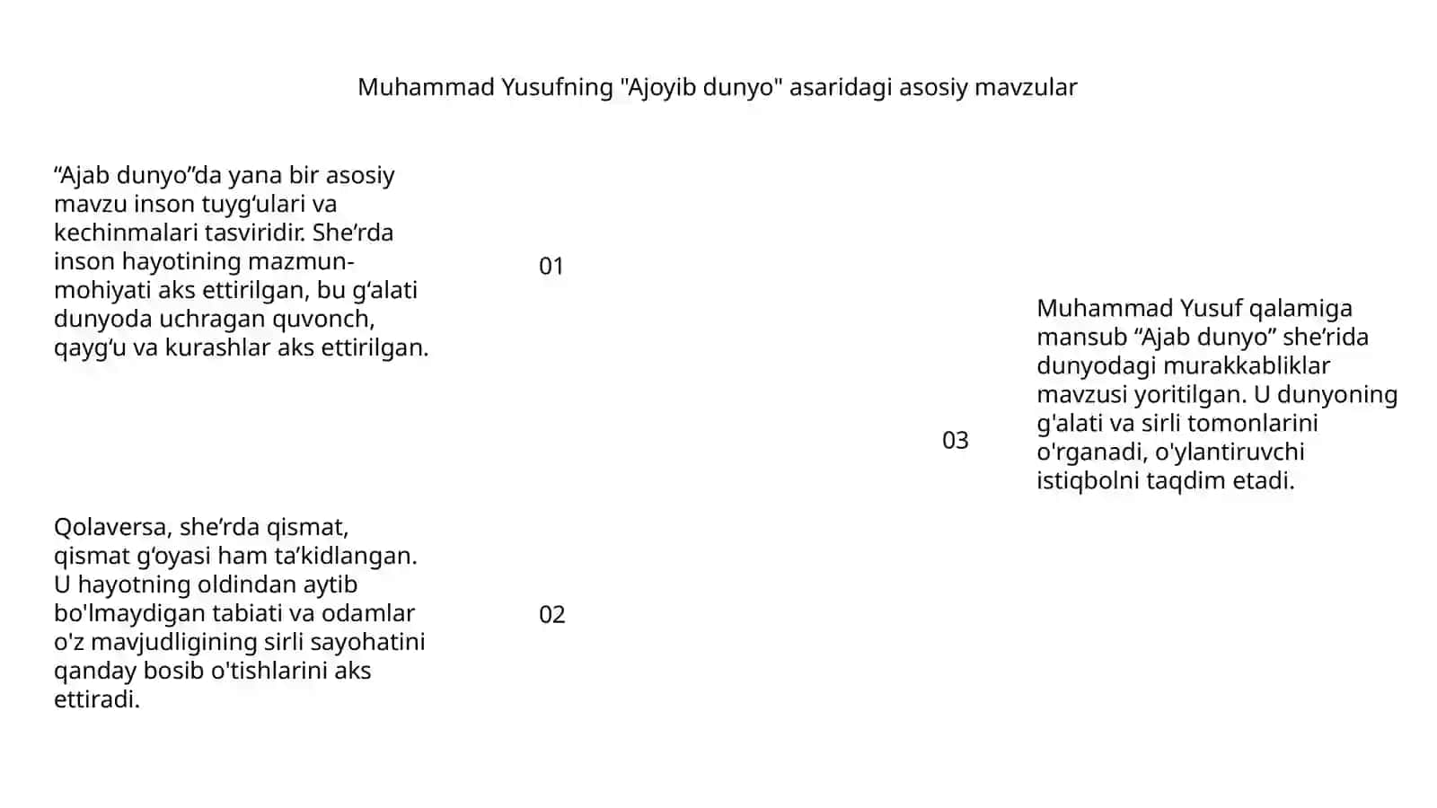 Muhammad Yusufning “Ajoyib dunyo” she’riga kirish 3
