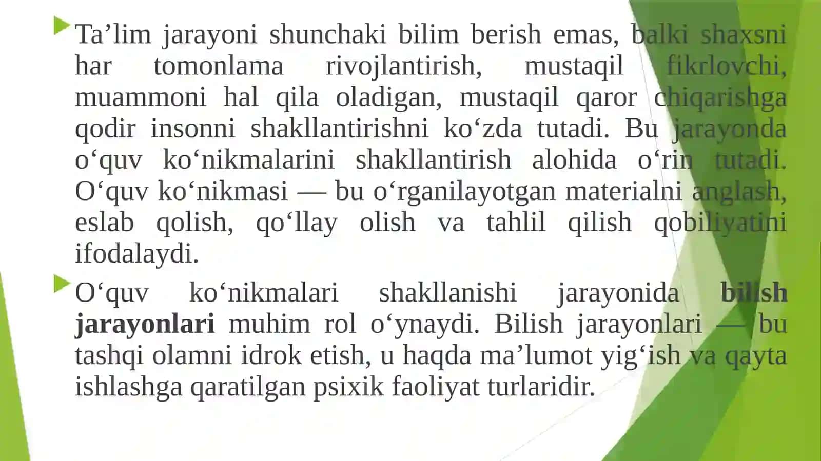O‘quv ko‘nikmalarini shakllantirishda bilish jarayonlari 3