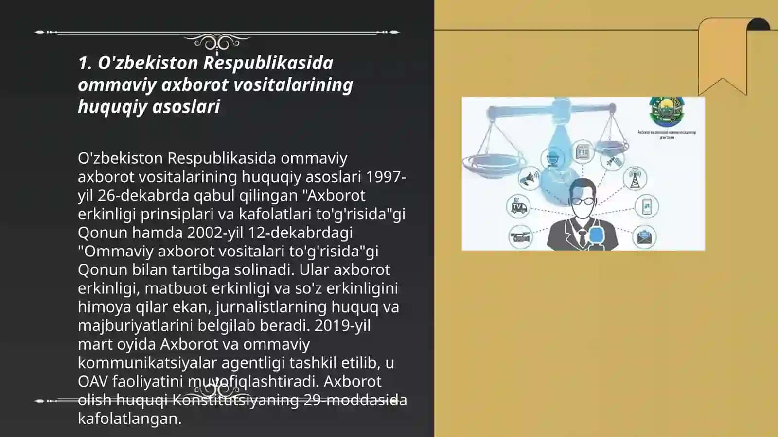 O'zbekiston Respublikasida ommaviy axborot vositalarining huquqiy asoslari 3