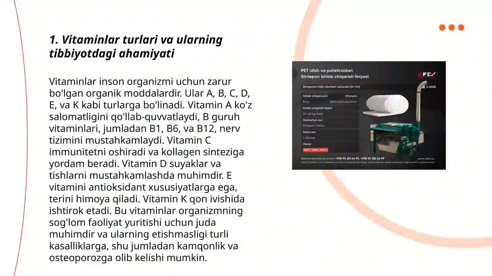 Vitaminlarni ishlab chiqarish va ularda foydalanish 3
