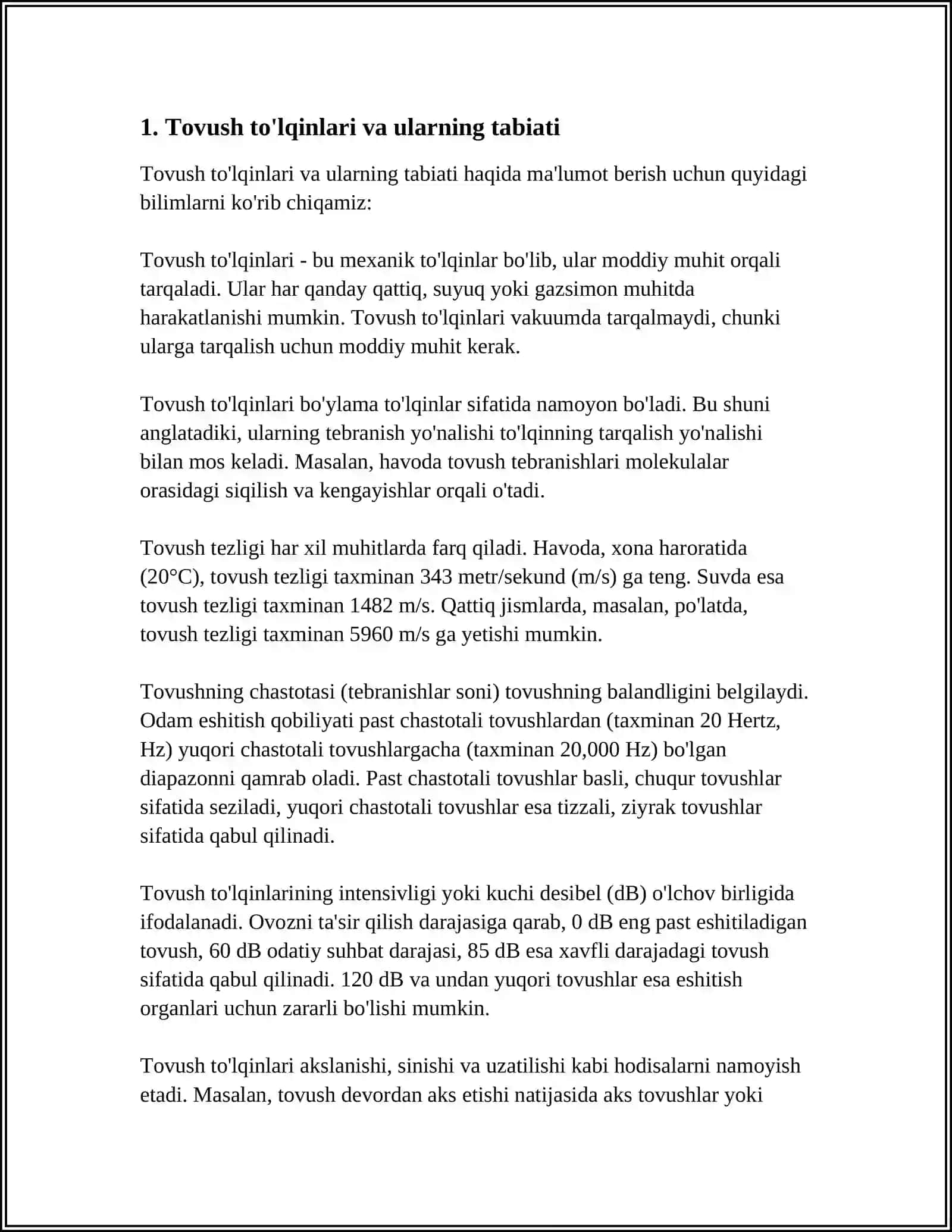 AKUSTIKA.TOVUSHNING FIZIK XUSUSIYATLARI 3