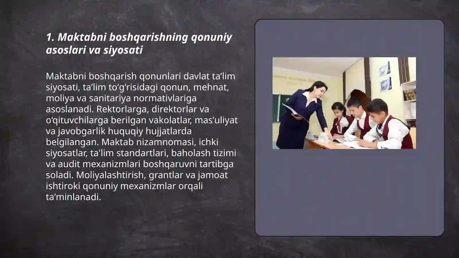 Maktabni boshqarish va unga rahbarlik qilishning qonun qoidalari 3