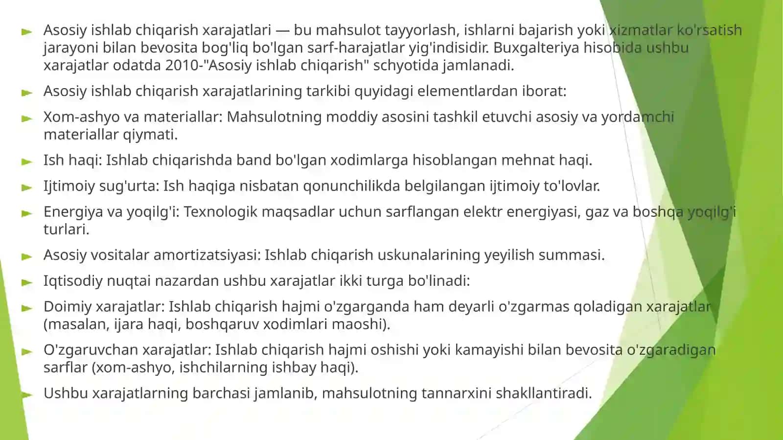 ASOSIY VA YORDAMCHI ISHLAB CHIQARISH XARAJATLARI 3