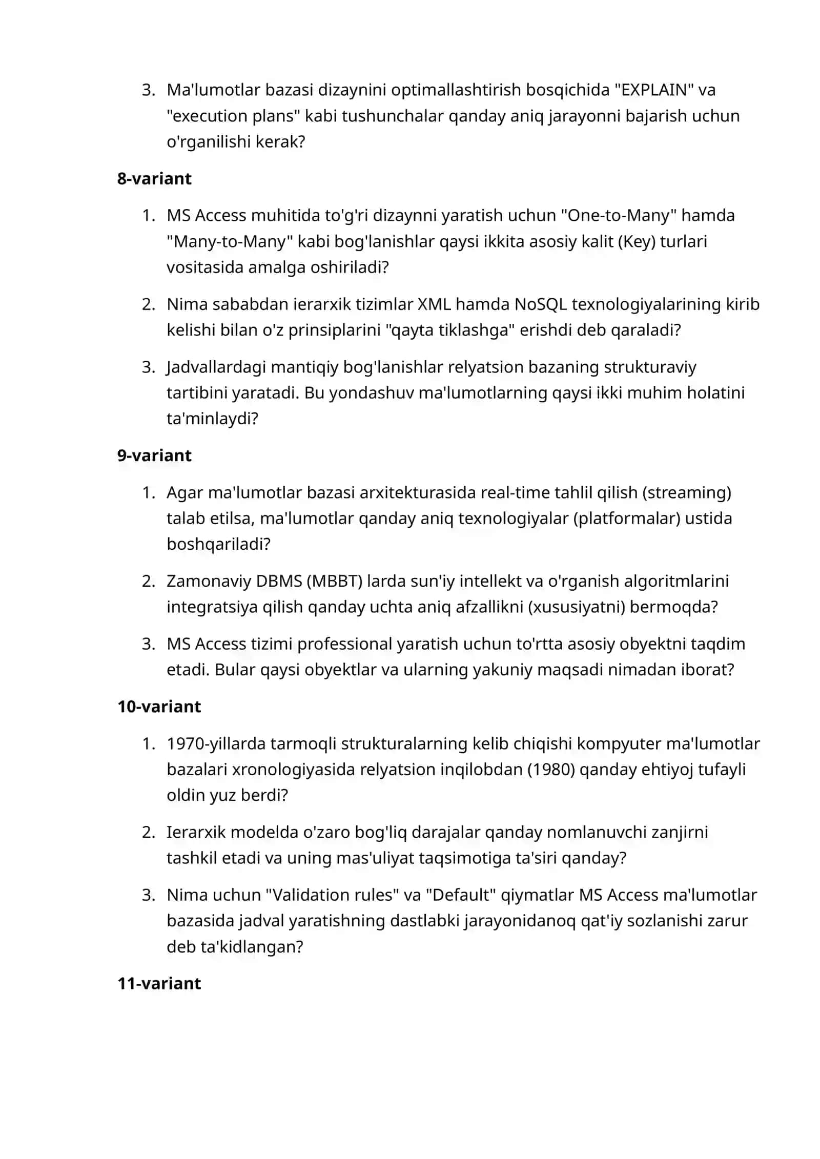 Ma'lumotlar bazasi tizimlarining yaratilishi 3