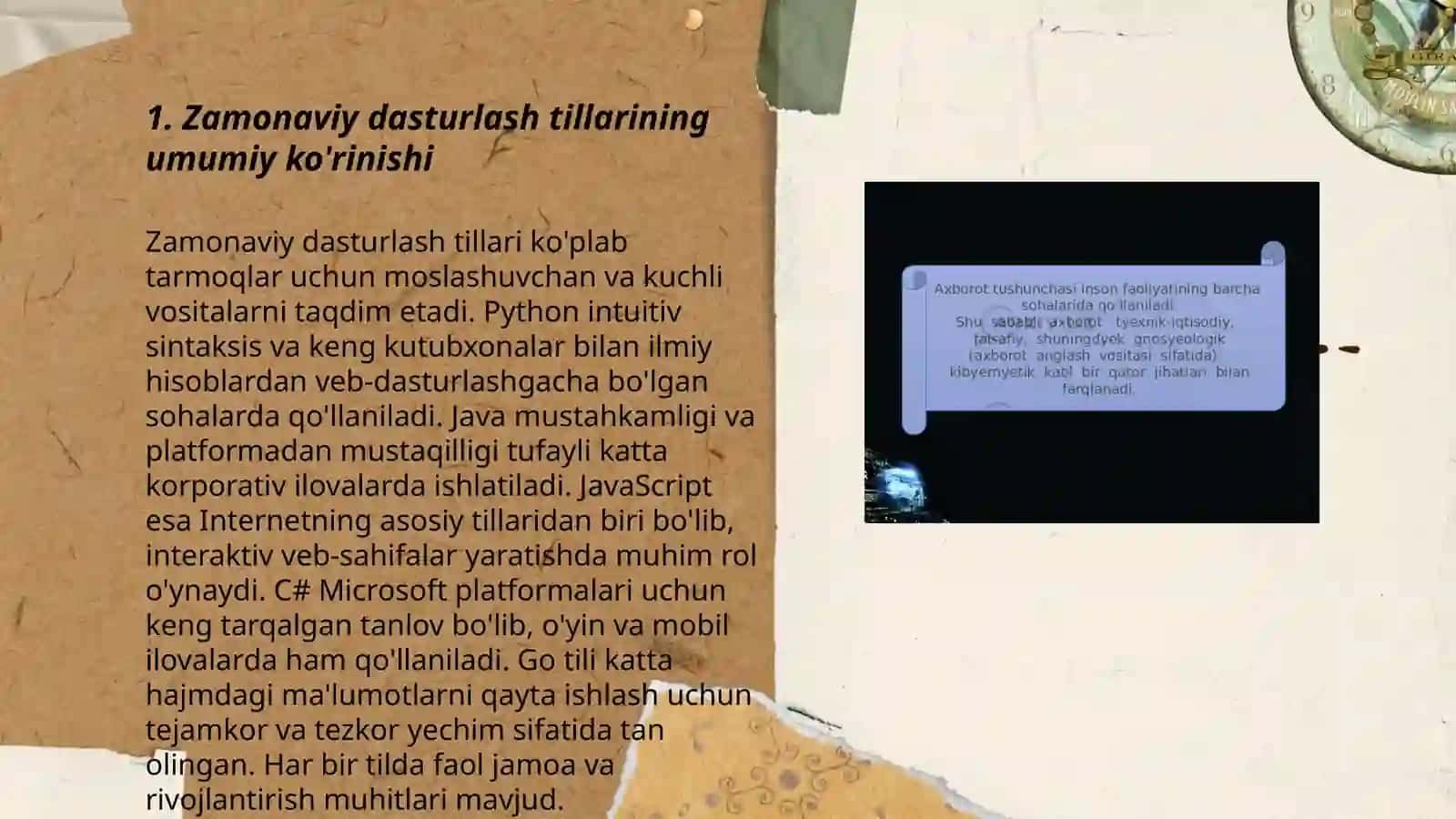 Zamonaviy dasturlash tillari. Dasturlash muhidlari 3