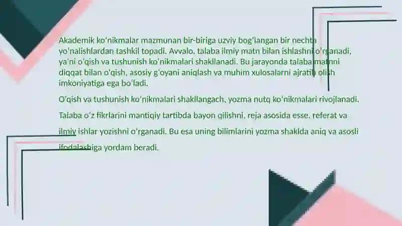Akademik ko‘nikmalar tushunchasi va uning oliy ta’limdagi ahamiyati 3
