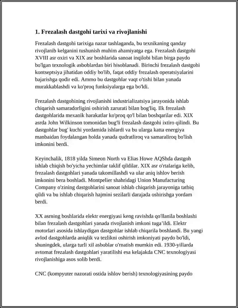 FREZALASH DASTGOHI KONSTRUKSIYASINI O’RGANISH 3