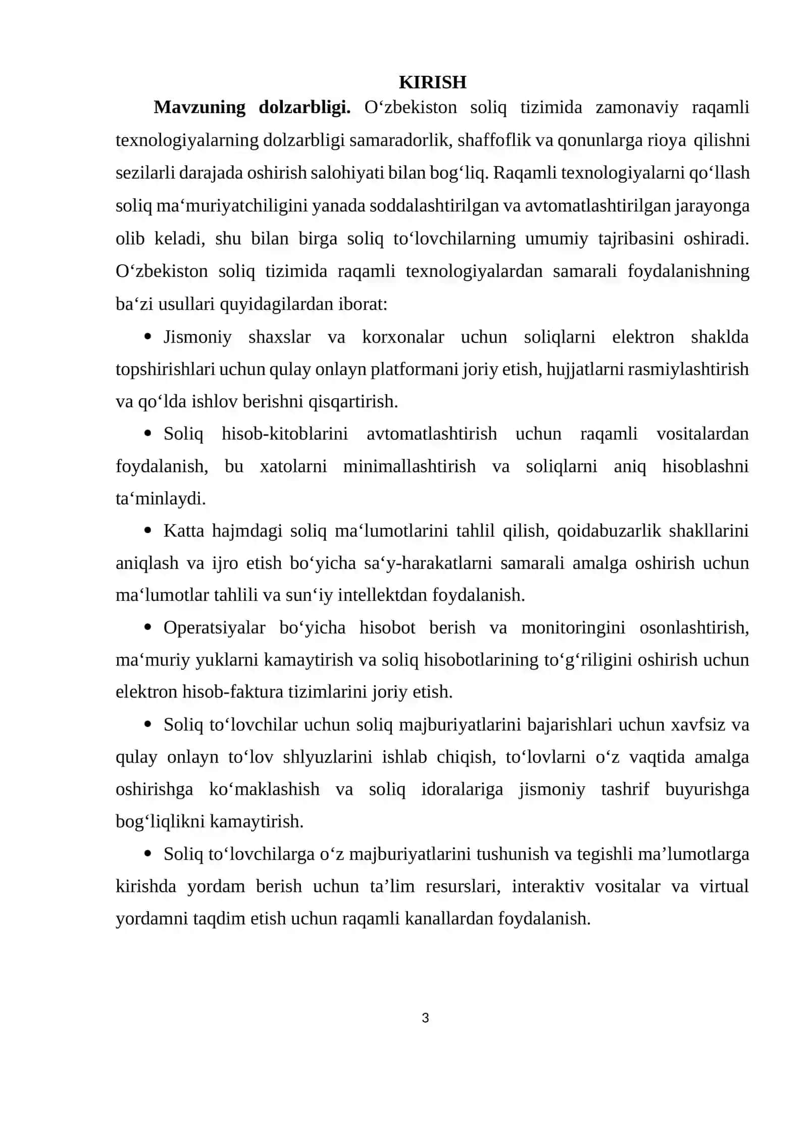 O’zbekiston soliq tizimida zamonaviy raqamli texnologiyalar va ulardan foydalanish 3