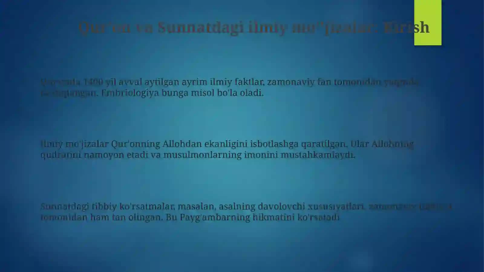 Qur'on va Sunnatdagi ilmiy mo'jizalar 3