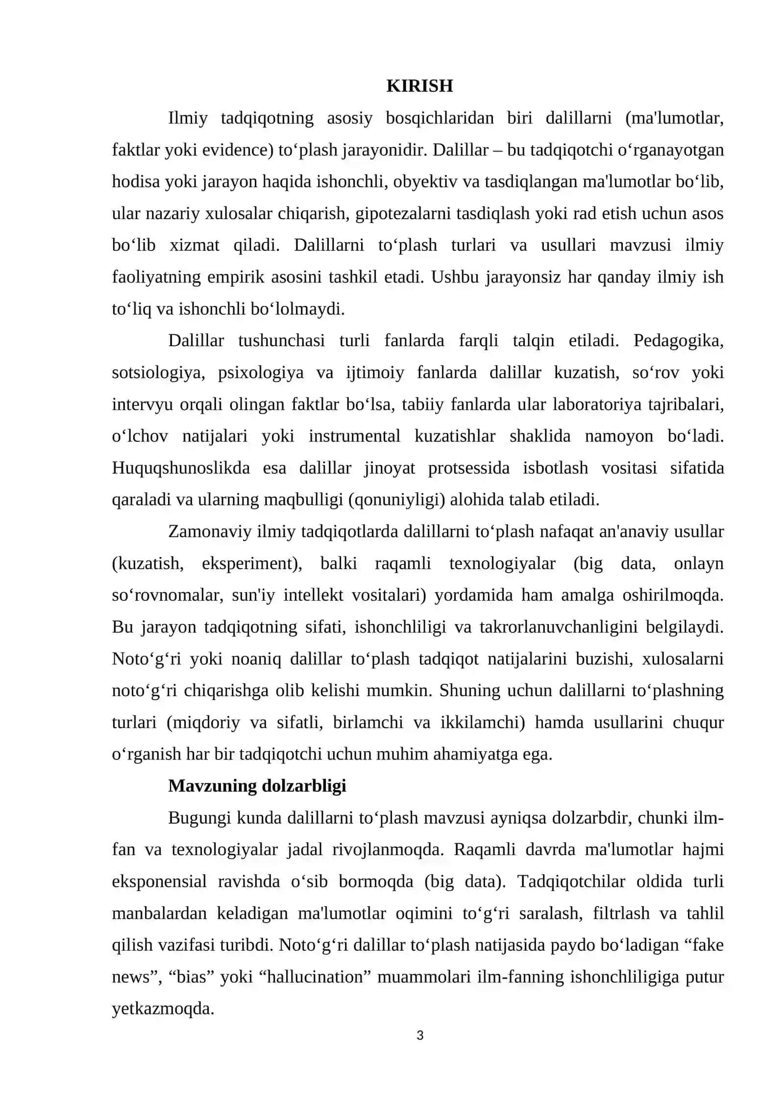Dalillarni to'plash turlari va usullari 3