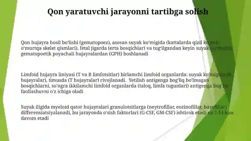 Xomilada gematopoezning xususiyatlari 3