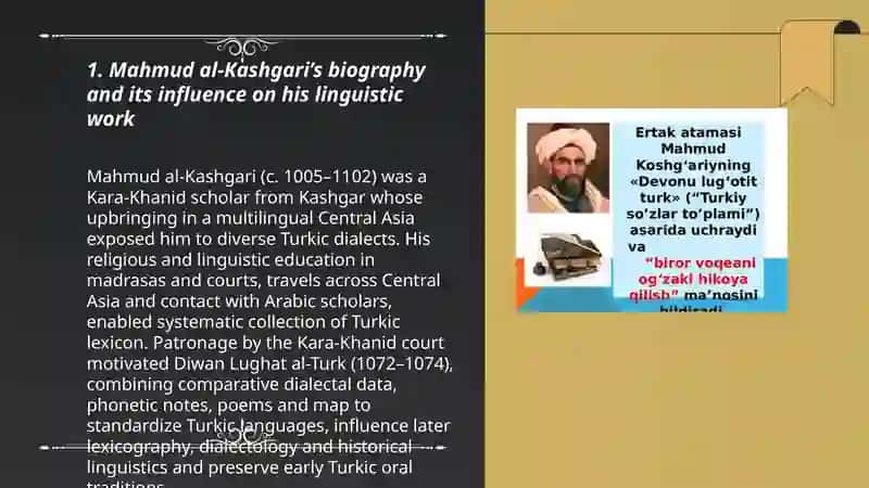 Mahmud Koshgʻariyning tilshunoslik rivojiga qoʻshgan hissasi va bayoni 3