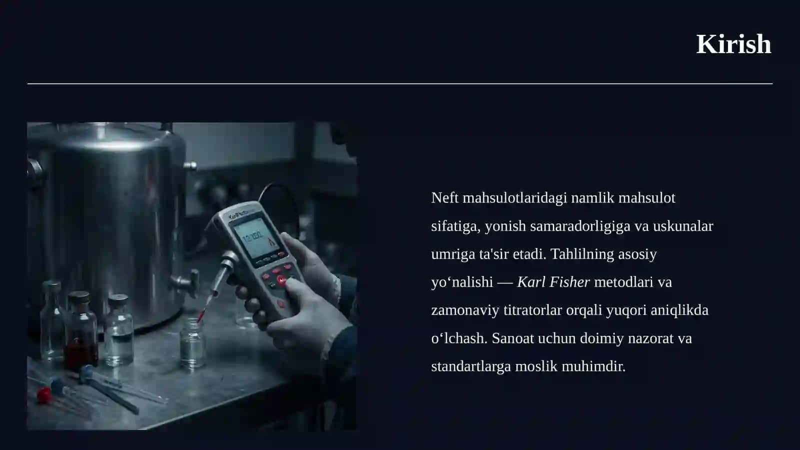 Neft mahsulotlari tarkibidagi namlini aniqlash 3