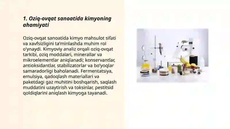 Kimyo fanining sanoat va xalq xoʻjaligidagi ahamiyati 3