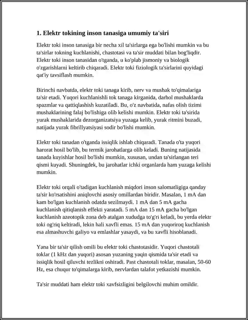 Elektr tokining arganizmga tasiri 3