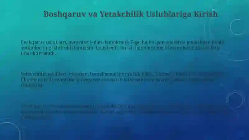 Boshqaruv va Yetakchilik Uslublariga Kirish 3