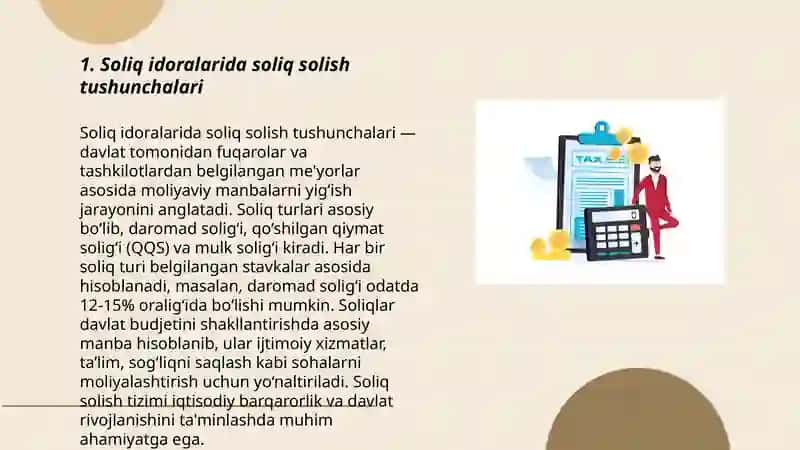 Soliq idoralarida soliq solish obeyktlari xamda soliq solish bilan bog'liq bo'lgan obektlarni xisobini yuritish 3