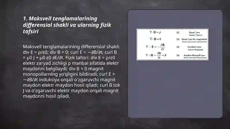Maksvell tenglamalari va ularning fizik maʼnosi 3