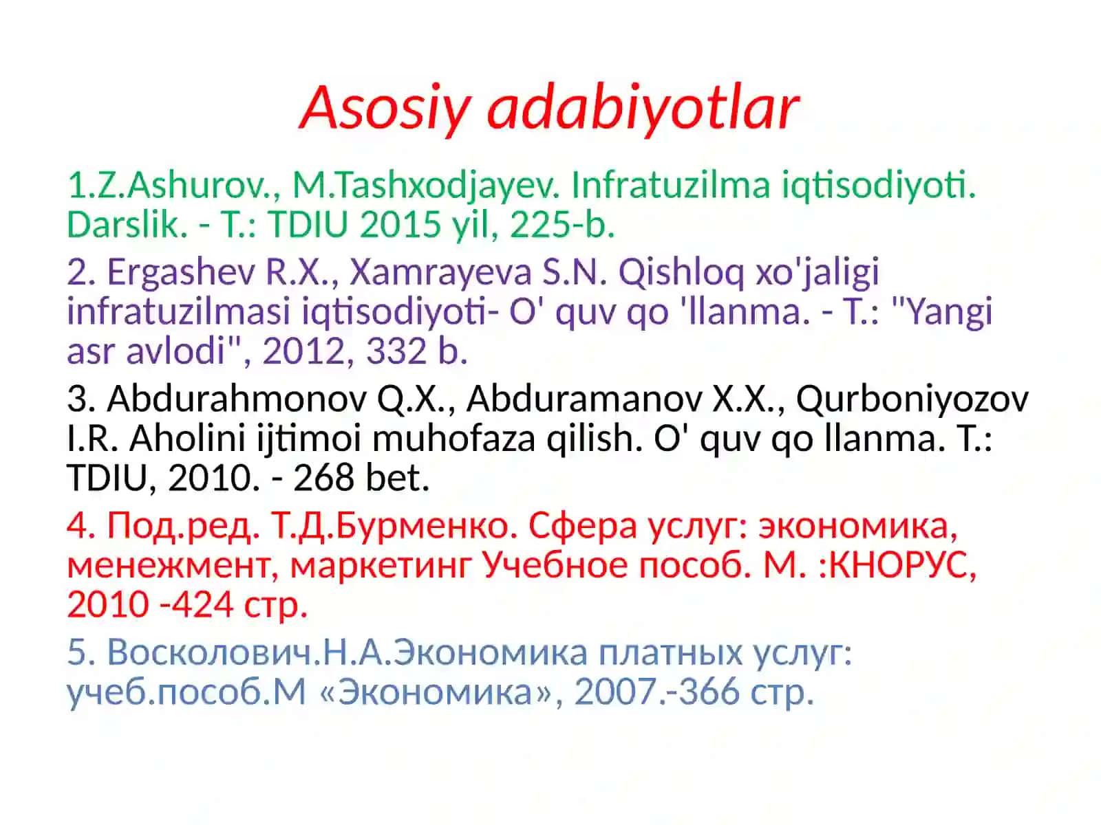 Infratuzilma iqtisodiyoti fanining predmeti va asosiy vazifalari 3