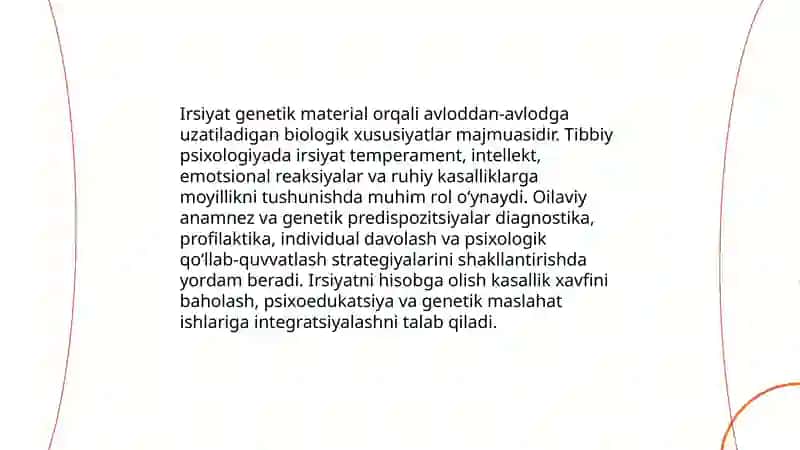 Irsiyat haqida tushuncha (Tibbiy psixologiyada) 3