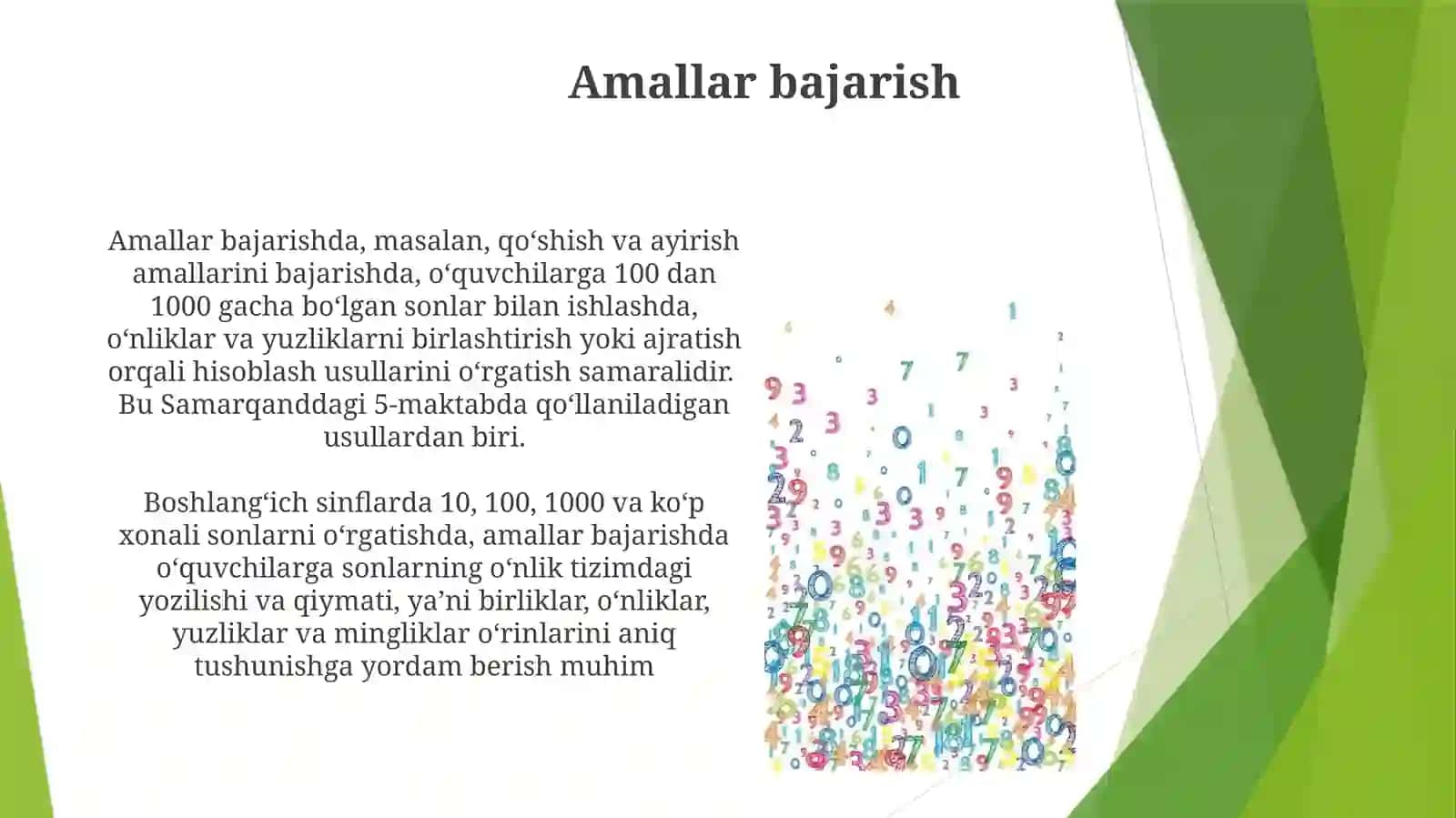 Oʻnlik, yuzlik, minglik va koʻp xonali sonlar bilan tanishish 3
