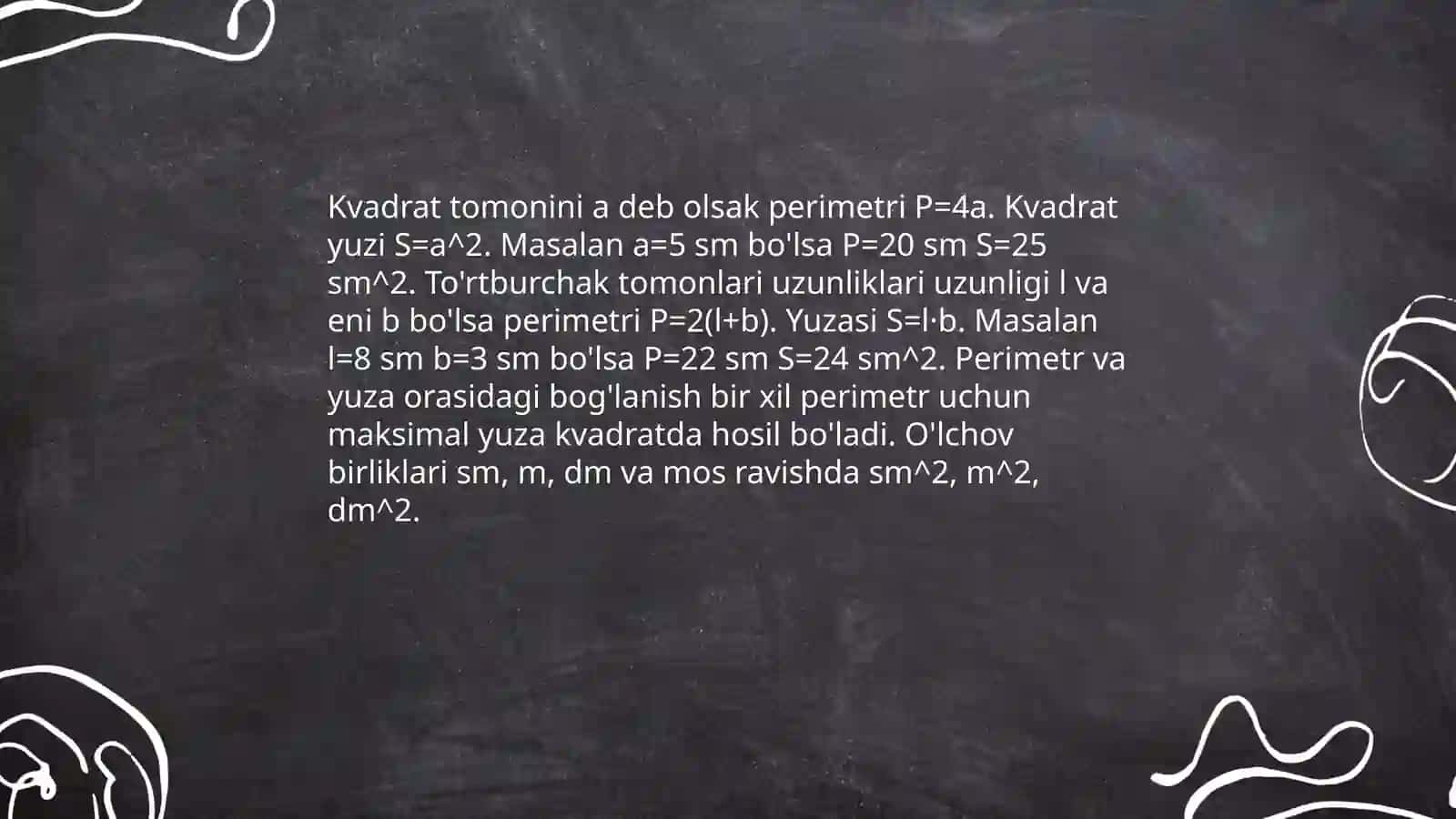 Ko'pburchaklar perimetri hamda yuzasini hisoblash 3