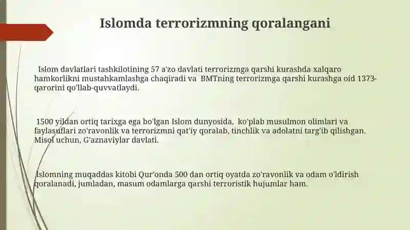 Islomda terrorizmning qoralanishi va vatanparvarlik g’oyalari 3