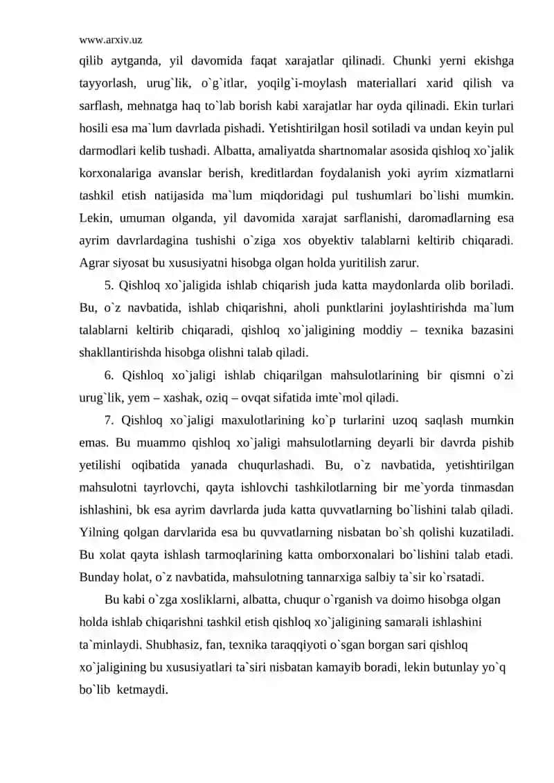 Qishloq xo`jaligi- agrosanoat majmuasining asosiy bo`g`i 3