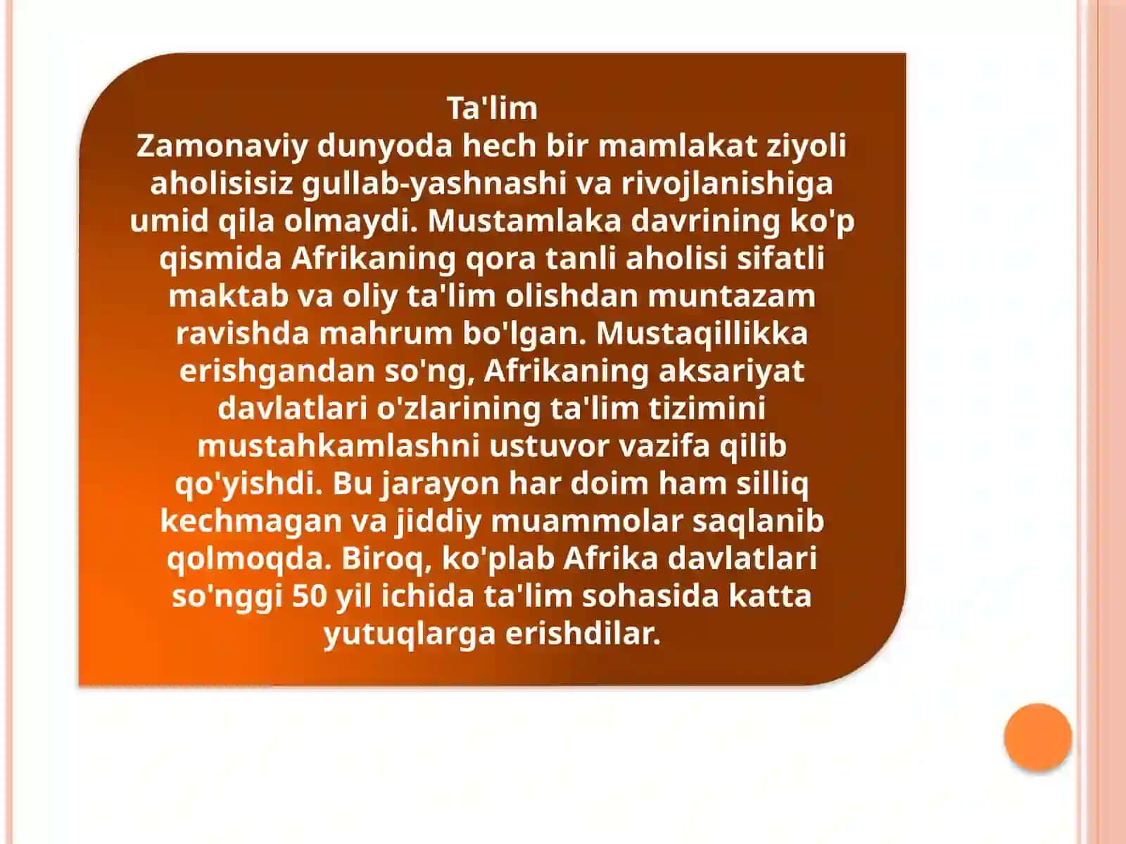 Afrikamamlakatarida Ta'lim Tarbiya Jarayonlari 3