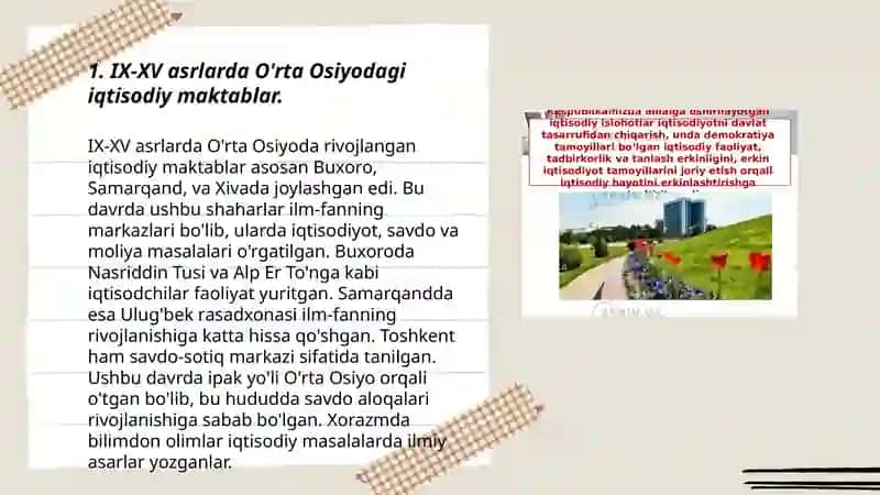 IX - XV asrlarda O'rta Osiyodagi iqtisodiy fikrlar. XIX asr o'rtalaridagi namoyondalar. Senior, Bastiya, Mak Kulox va Kerilarning iqtisodiy qarashlari 3
