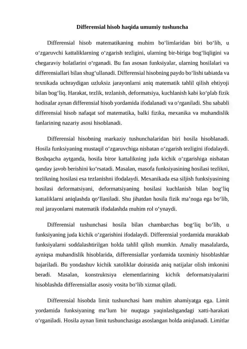 Deformatsiya va kuchlanish tahlilida differensial hisob tadbiqlari 3