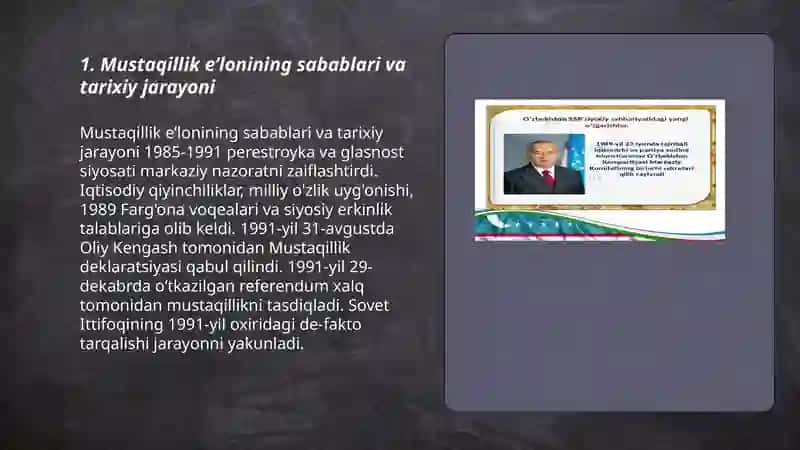 Mustagil O'zbekiston Respublikasi tashkil topishining tarixiy ahamiyati 3