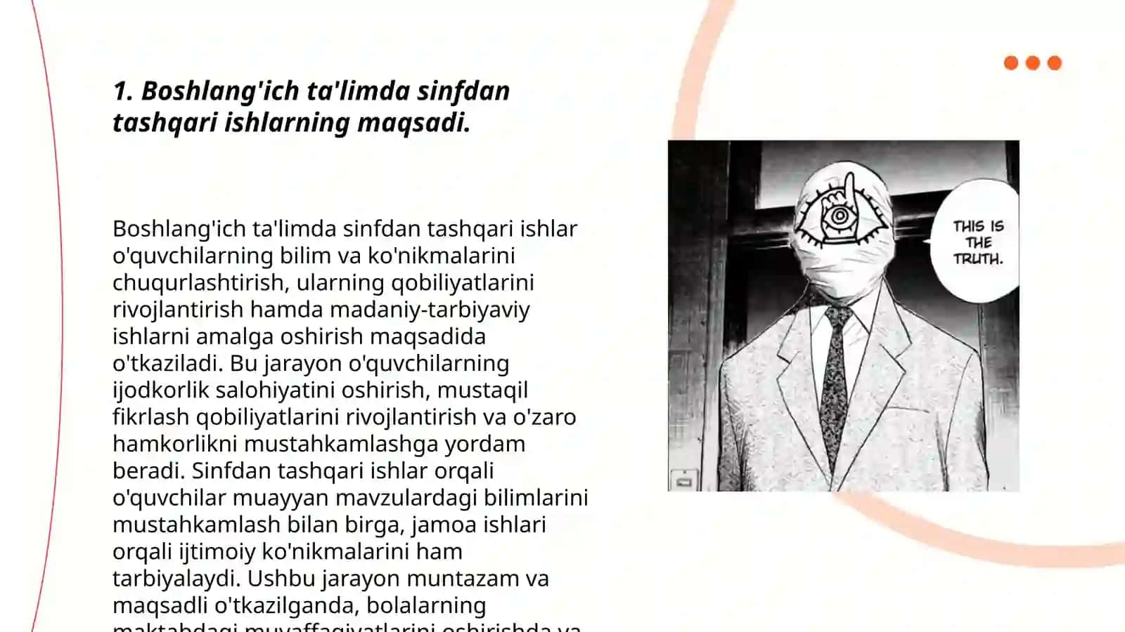 Boshlanğich ta'limda sinfdan tashqari ishlarni tashkil etish fanining maqsadi va vazifasini oʻrganish 3