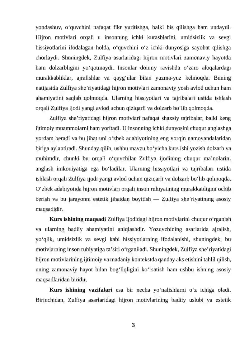 Zulfiya She'riyatida Hijron Motivlari 3