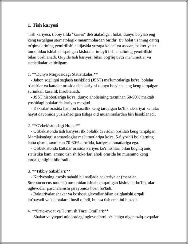 TISH KASSALIKLARI VA ULARNING DAVOLASH USULLARI HAQIDA MA’RUZA TAYORLASH 3