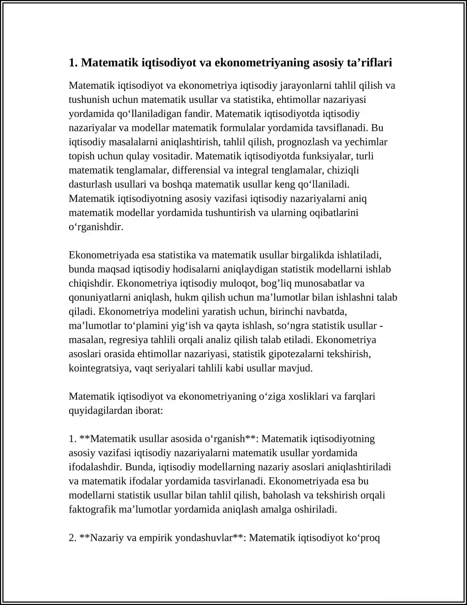Matematik iqtisodiyot va ekonometriyaning asosiy taʼriflari 3