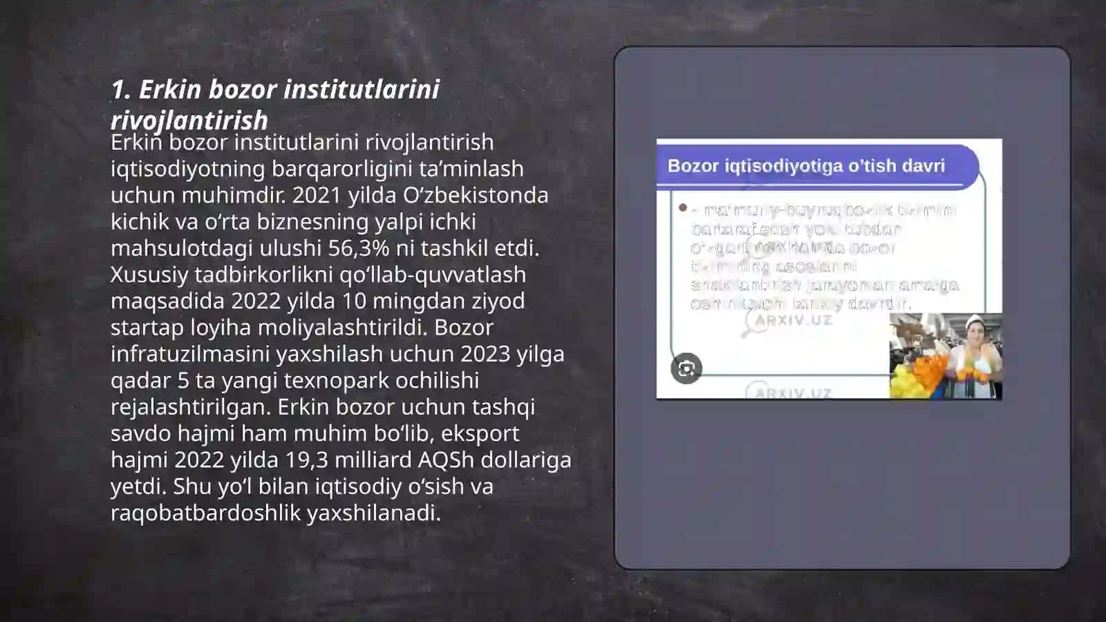 Erkin bozor institutlarini rivojlantirish 3