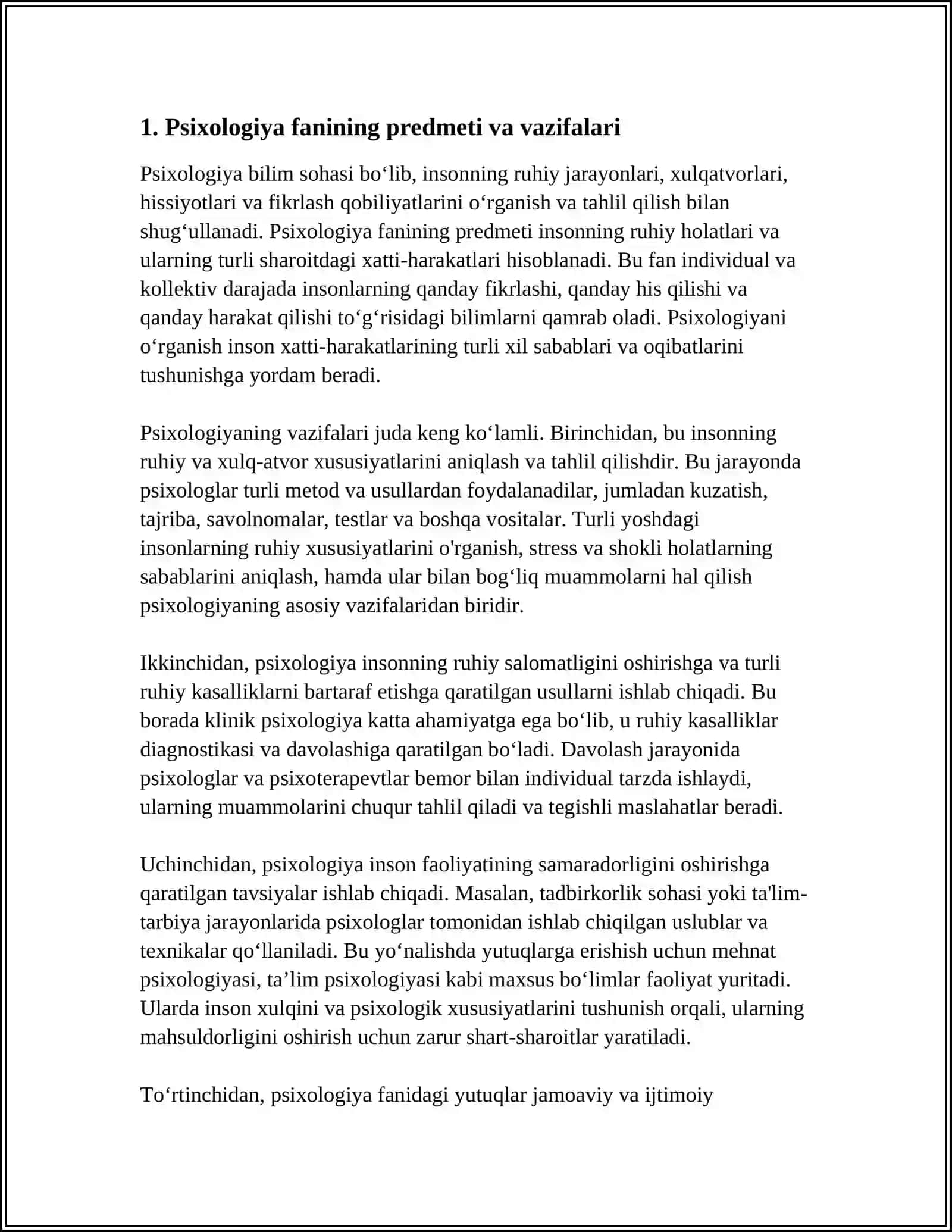 PSIXOLOGIYA FANINING PREDMETI VA VAZIFALARI 3