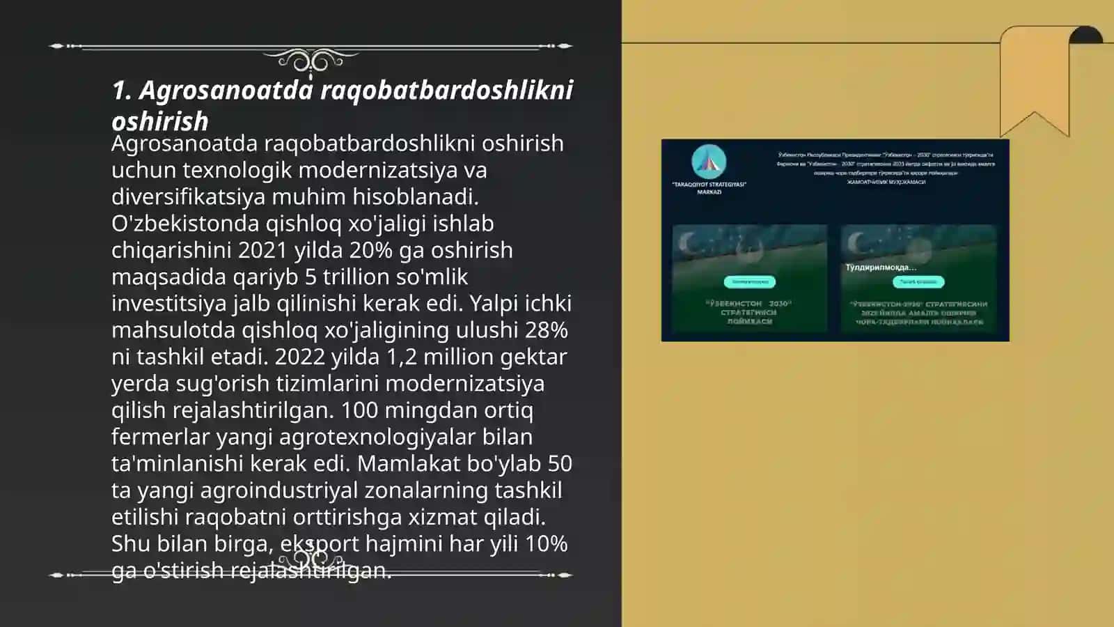 Oʻzbekiston Respublikasi qishloq xoʻjaligini rivojlantirishning 2020-2030 yillarda moʻljallangan strategiyasi 3