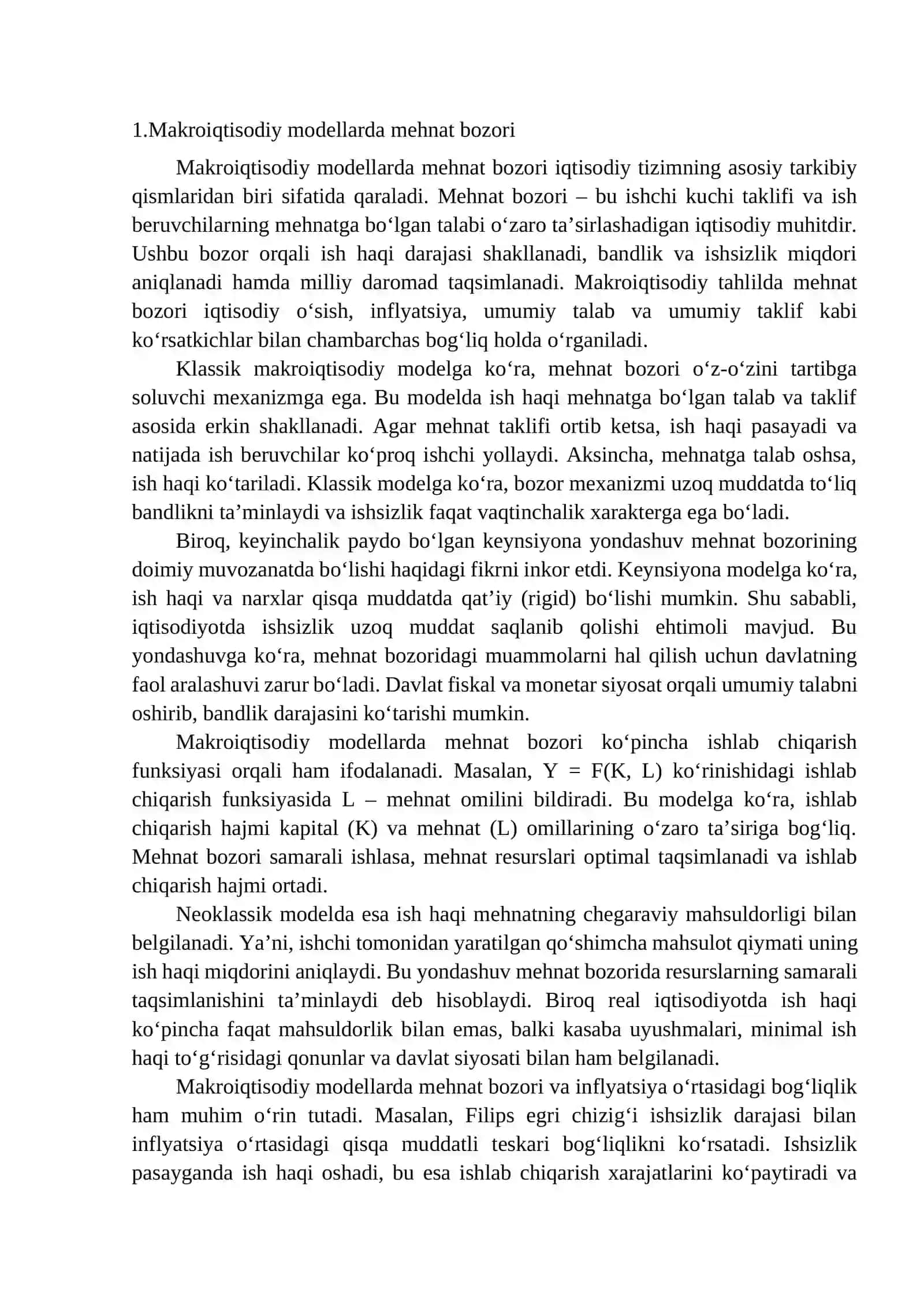 Mehnat bozori makroiqtisodiy modellarda ish haqining turlari va mohiyati 3