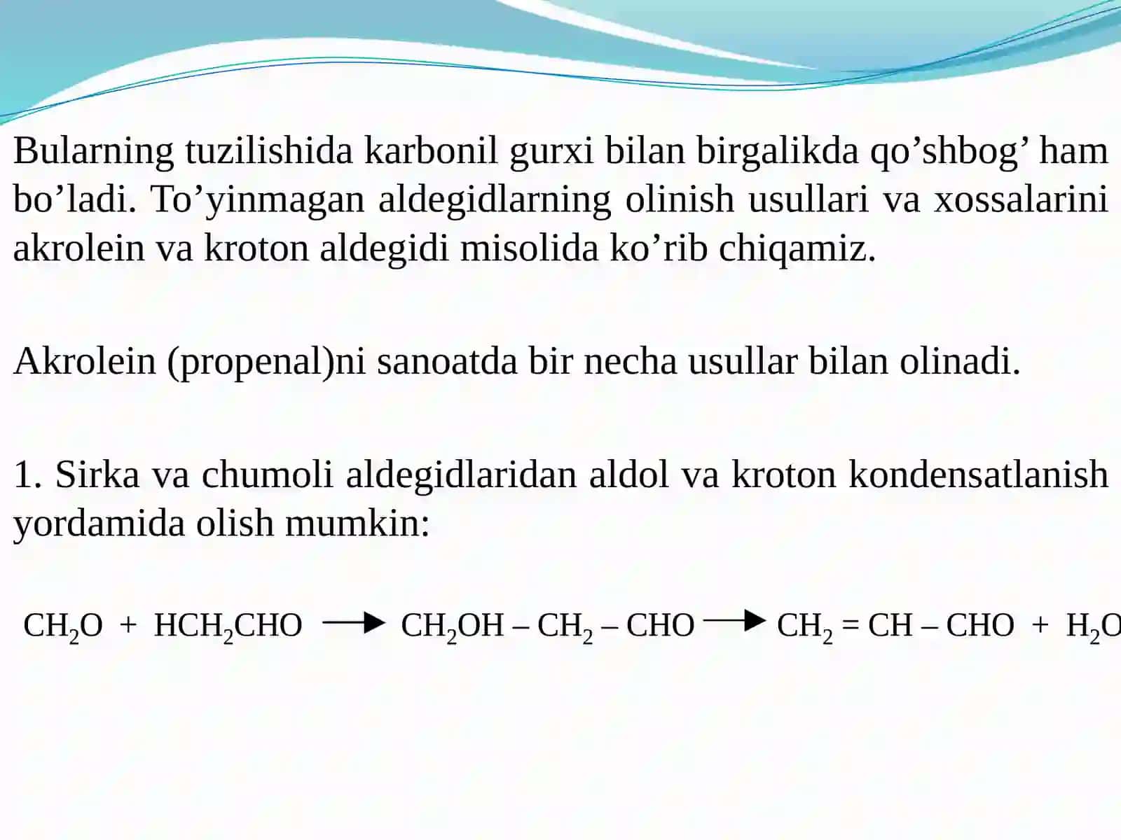 To’yinmagan aldegid va ketonlar 3